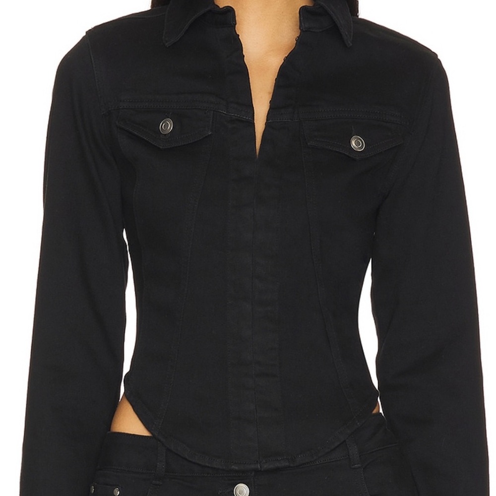 Amanda Uprichard Black Fitted Button-Front Jacket